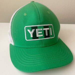 YETI mesh green logo snap cap